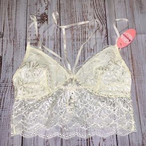 2/$24- Cream lacy stretch bralette S/M